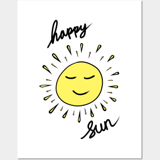 Happy Sun Yellow Hand Drawing Posters and Art